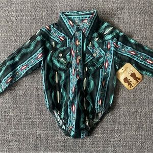 Wrangler Baby Western Pattern Onesie Shirt 6-9 Months New With Tags
